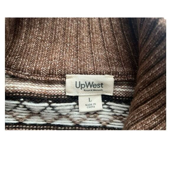 UpWest Cardigan Sweater Mens Lg Shawl Collar Wool Blend Fair Isle Cozy Grandpa - Picture 3 of 10